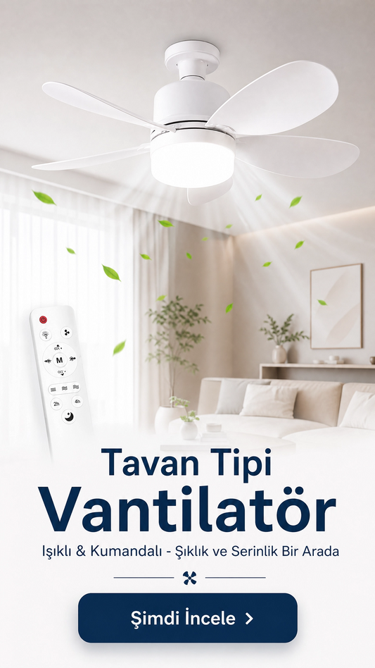 Tavan Vantilatör Kumandalı Lambalı